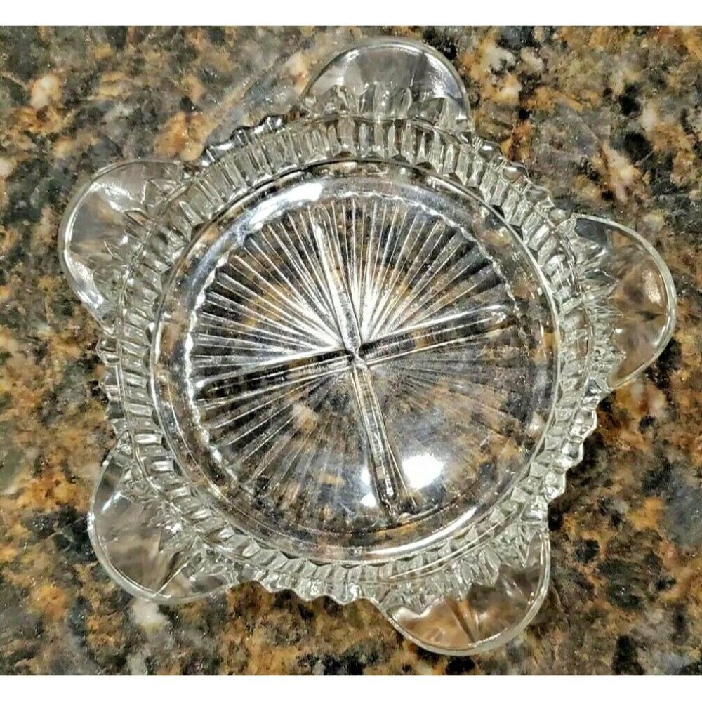 Vintage Anchor Hocking Clear Glass Fire King Queen Anne Series Star Ashtray